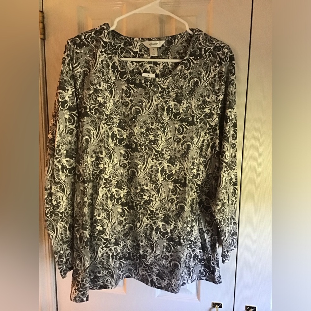 NWT Christopher & Banks Elegant Black and White Swirl Blouse